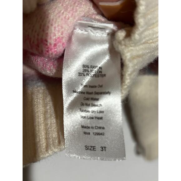 Btween Toddler Girl Fair Isle boho PInk cream Soft Knit Sweater sz 3T Winter - Picture 3 of 7